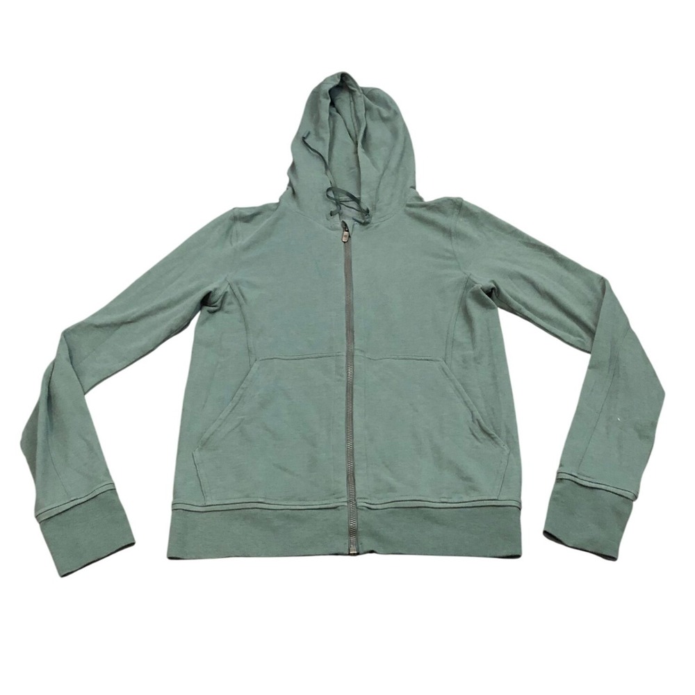 Lululemon Press Pause Full Zip Hoodie Womens 6 Green Hoodie Light Cotton Fleece